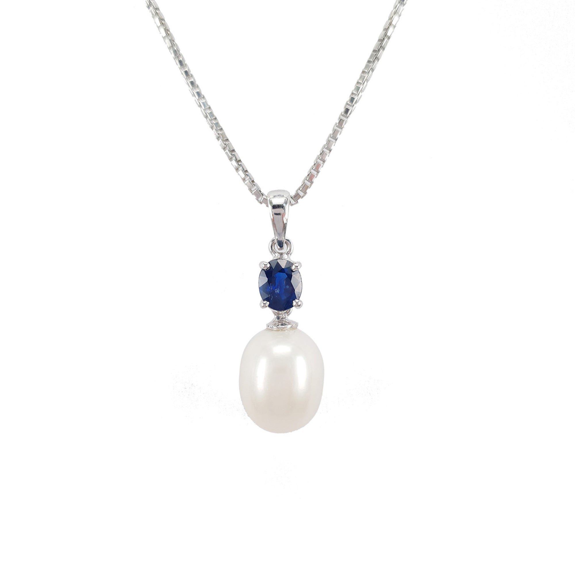 Muno Drop Pearl Pendant - Blue Oval 2022-137