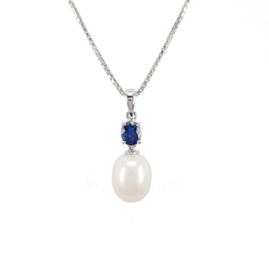 Muno Drop Pearl Pendant - Blue Oval 2022-137