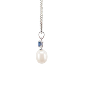 Muno Drop Pearl Pendant - Blue Oval 2022-137