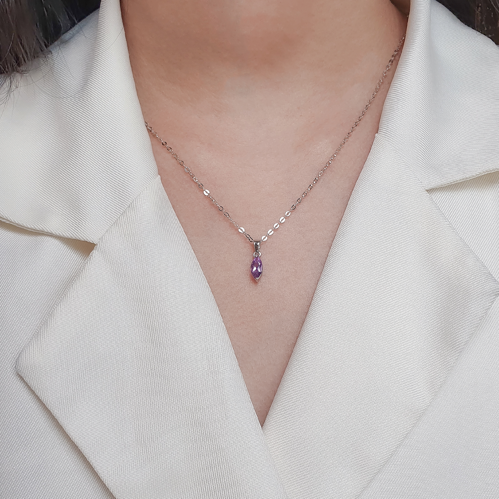 Muno Solitaire Pendant - Purple Marquise 2022-145