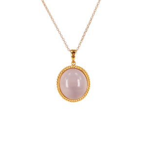 Grace Twisted Bezel Pendant - White Oval 2022-199