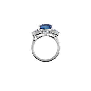 Devon Petal Halo Ring - Tanzanite Cushion 2022-217