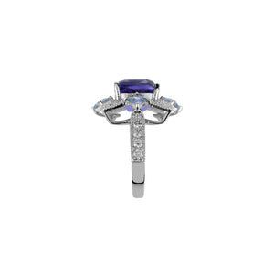 Devon Petal Halo Ring - Tanzanite Cushion 2022-217