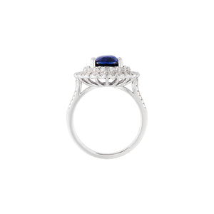 Dianon Double Halo Flower Gemstone Ring - Sapphire Oval 2022-222