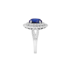 Dianon Double Halo Flower Gemstone Ring - Sapphire Oval 2022-222