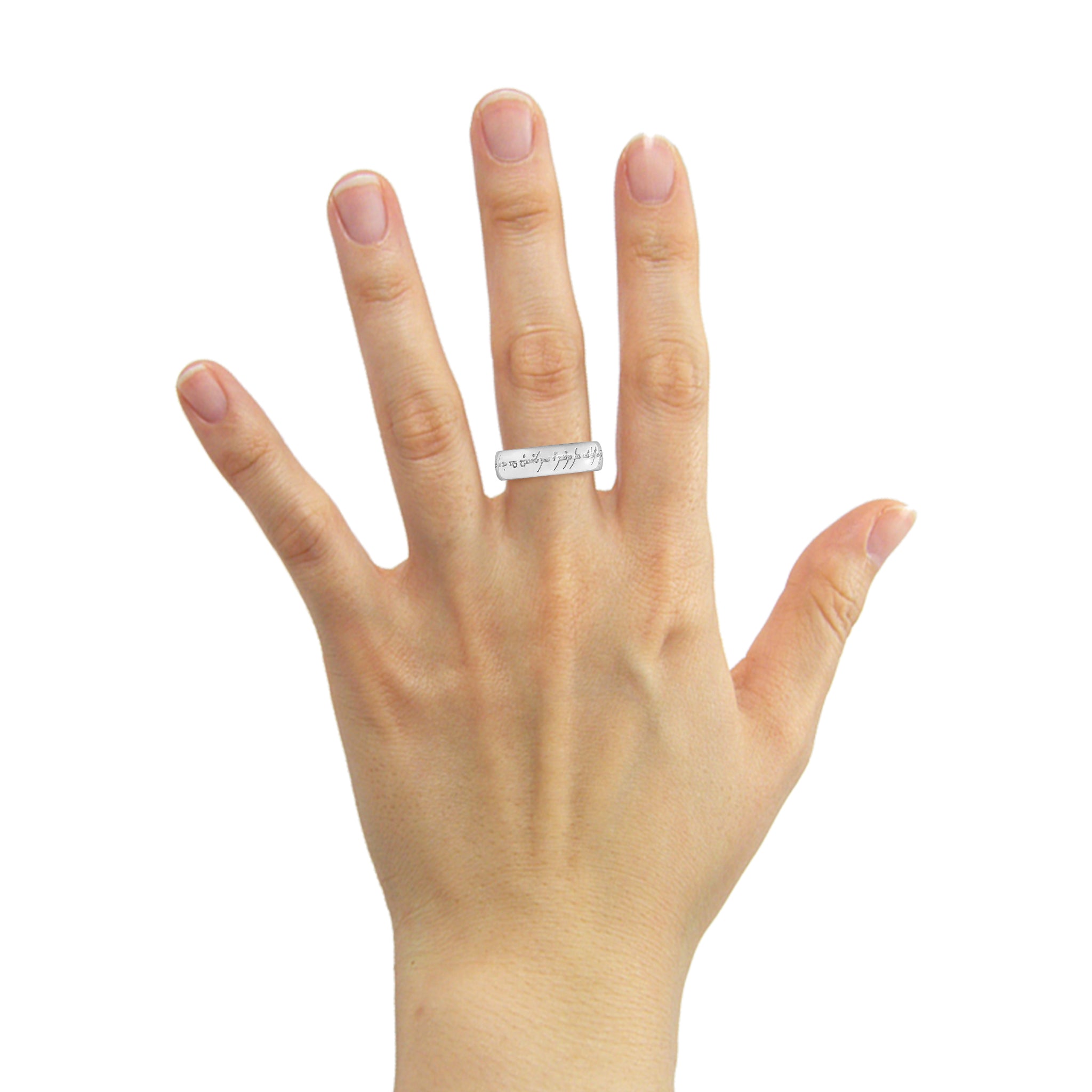 Tengwar Script Ring Tengwar Elvish Script Wedding Band 2022-235 - Autium Jewels