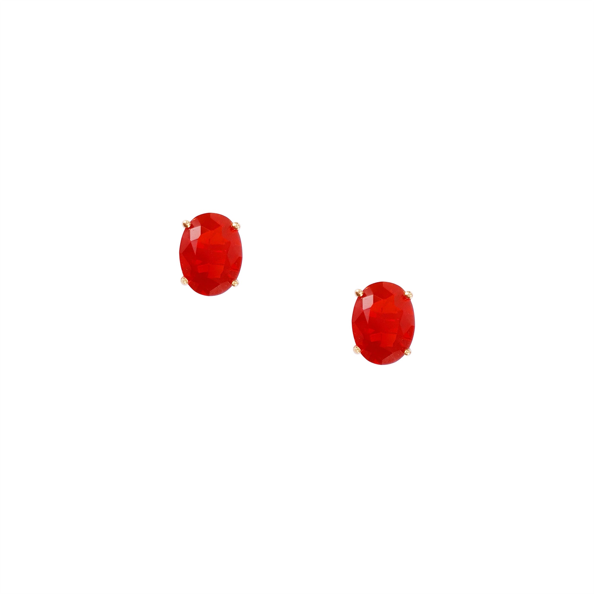 Lili Gemstones Ear Studs - Red Oval 2022-236