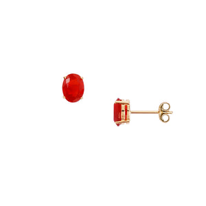 Lili Gemstones Ear Studs - Red Oval 2022-236