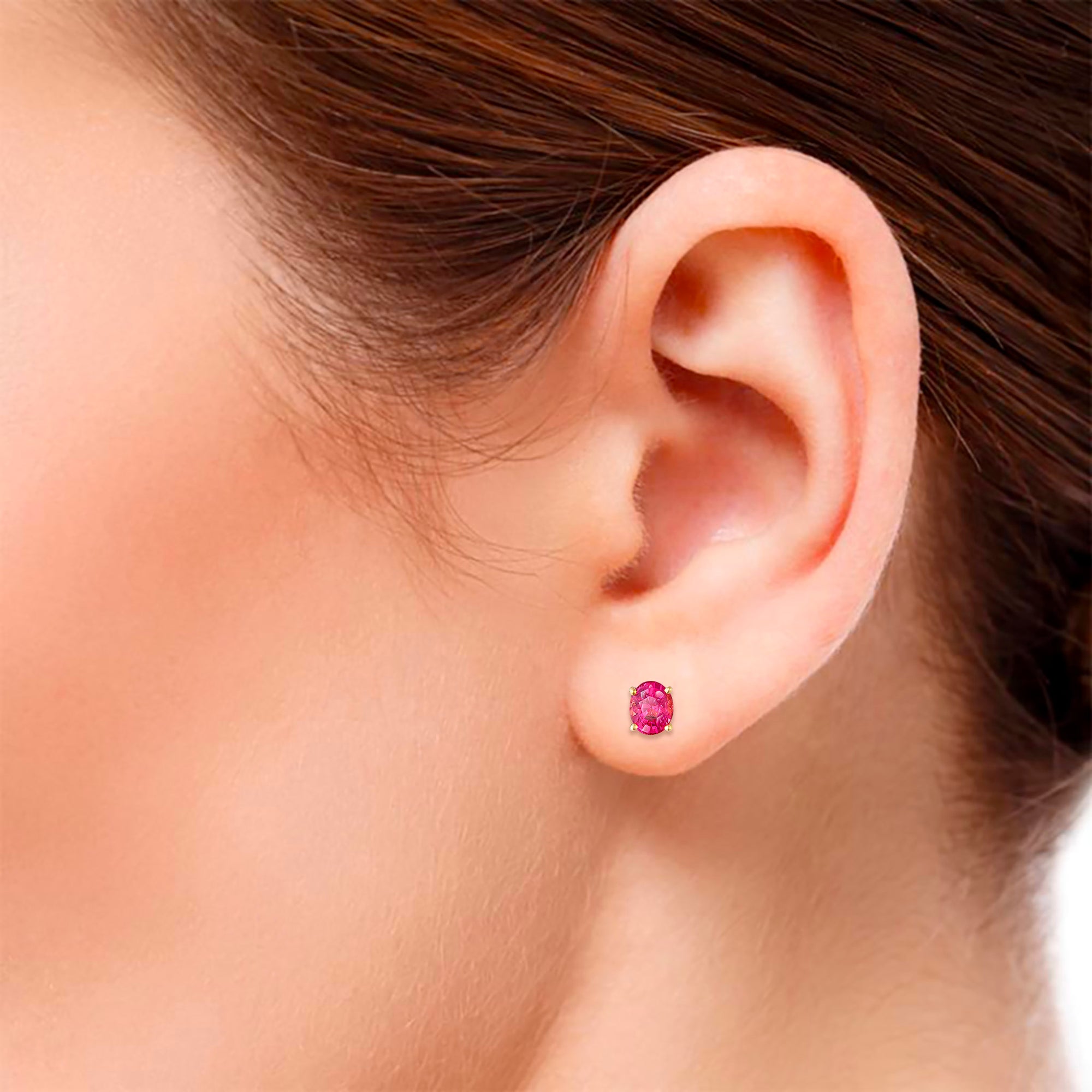 Lili Gemstones Ear Studs - Pink Oval 2022-250