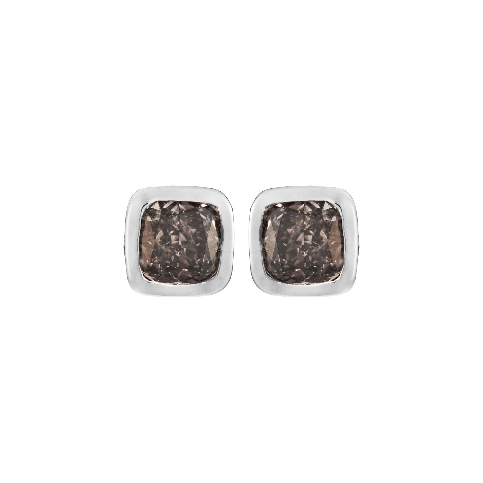 Lili Diamond Bezel Ear Studs - Grey Cushion 2022-251