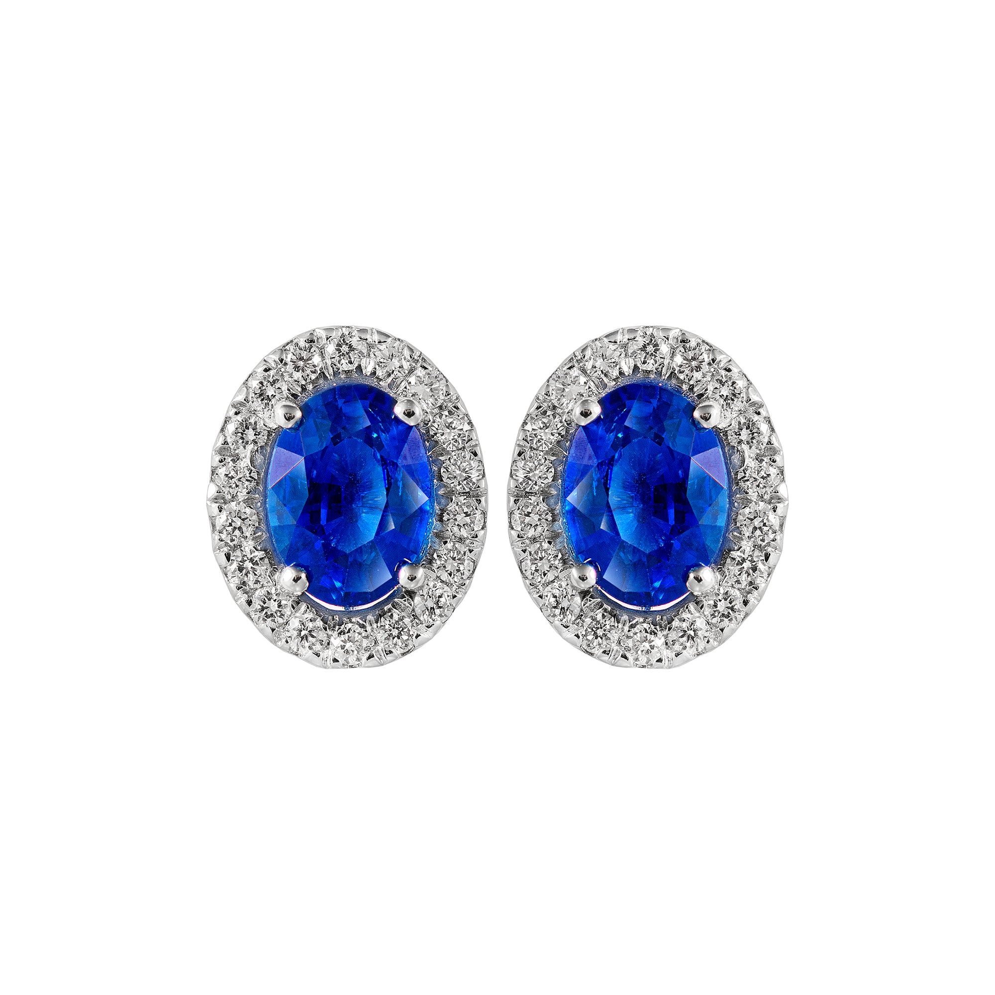 Lily Halo Earrings - Sapphire Oval 2023-005