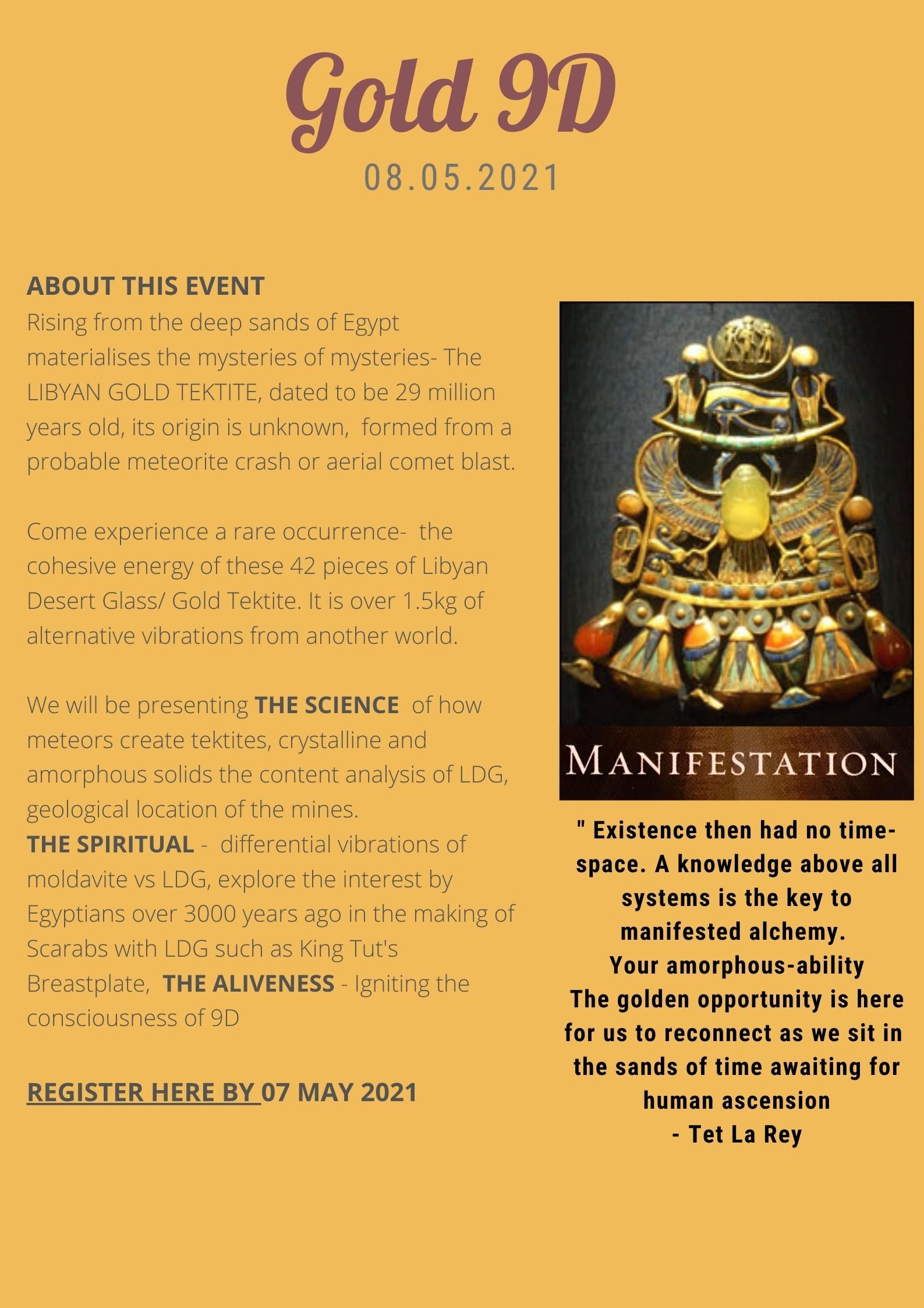 Meditation Alchemy Sessions- "GoLD 9D " 8th MAY 2021, Saturday 3pm