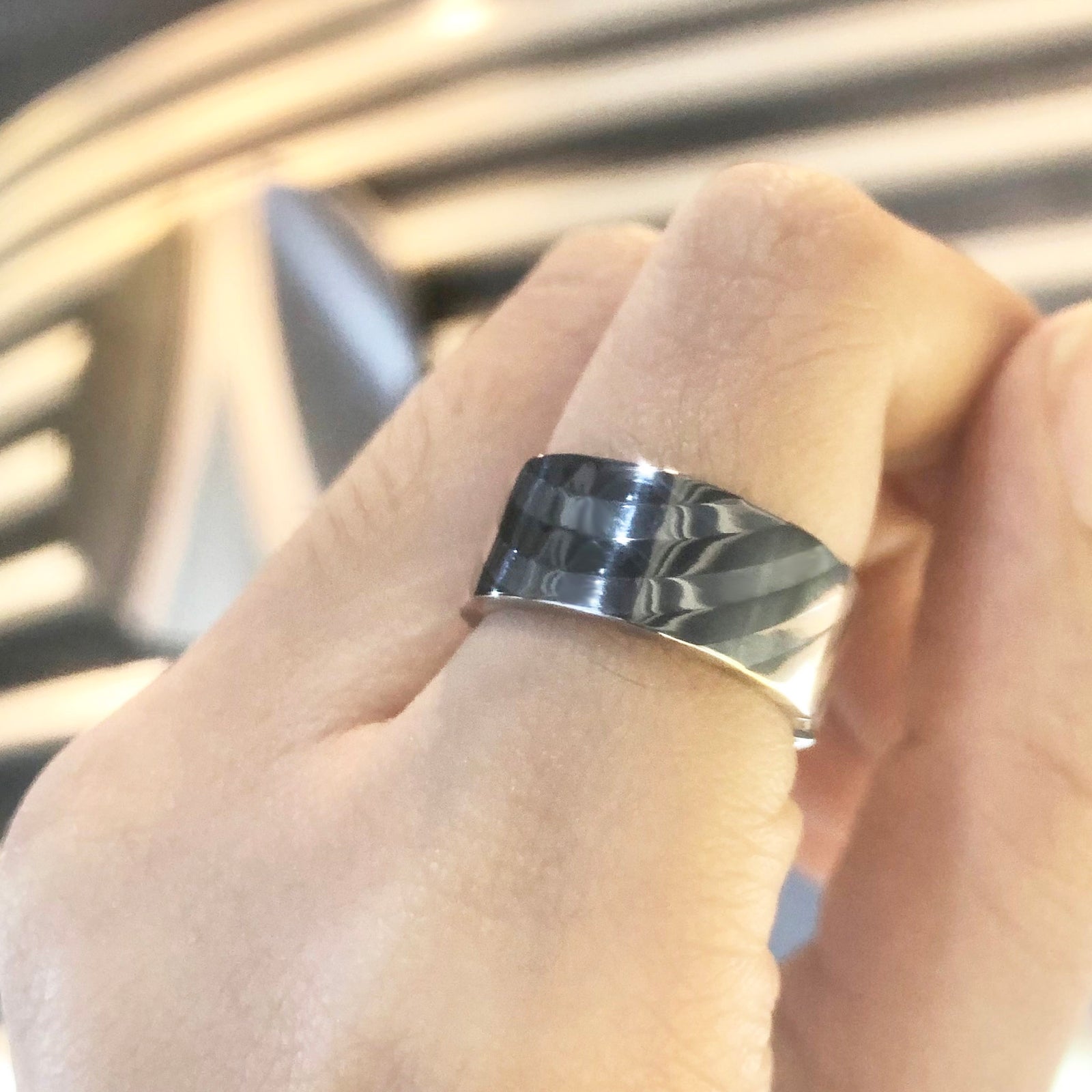 Dazzle Titanium Light Flat Fusion Ring AG413