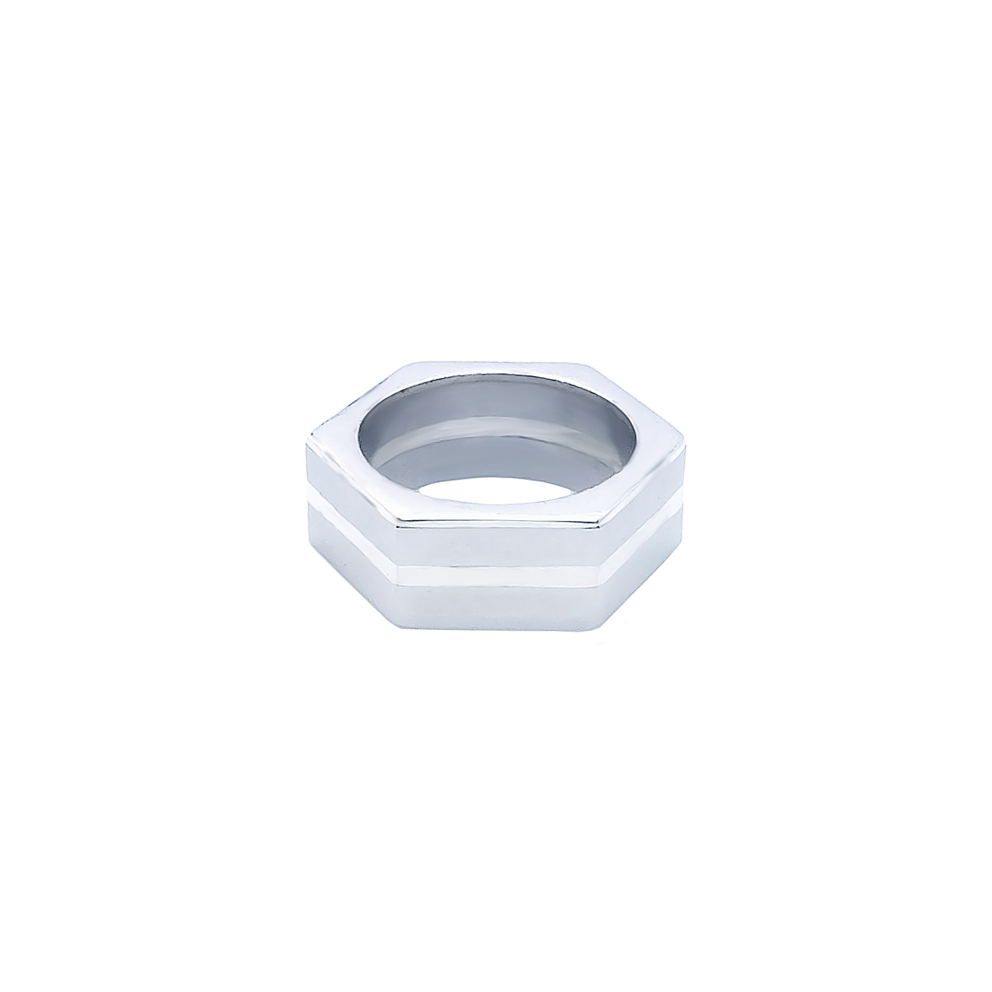 Escher-One Line Hexagonal Fusion Ring AG303