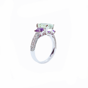 Viola Three Stone Ring - Green Emerald AG738