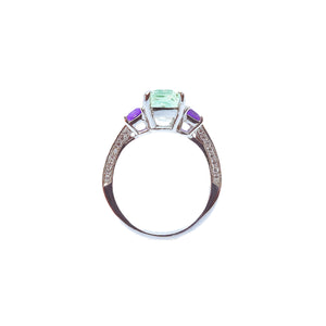 Viola Three Stone Ring - Green Emerald AG738