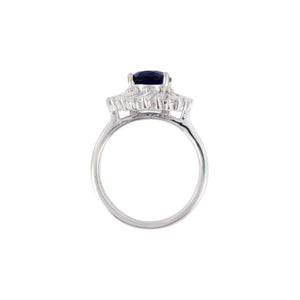 Jora Mix Tapered Baguette and Round Halo Ring - Sapphire Oval AG796-12