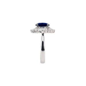 Jora Mix Tapered Baguette and Round Halo Ring - Sapphire Oval AG796-12