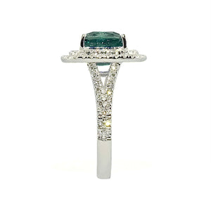 Anthio Double Halo Ring - Green Long Cushion 2019-69