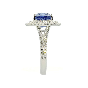 Anthio Double Halo Ring - Blue Long Cushion 2019-69