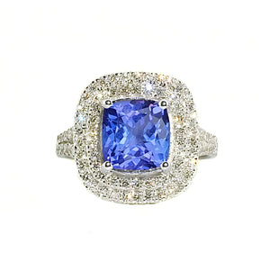 Anthio Double Halo Ring - Tanzanite Cushion 2019-69