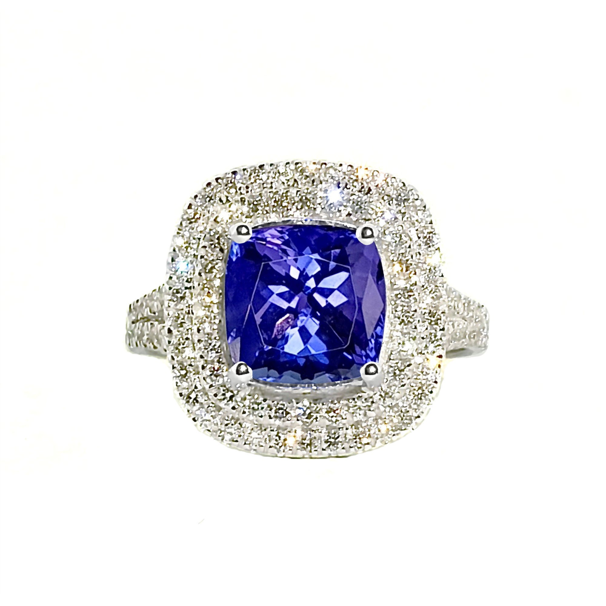 Anthio Double Halo Ring - Tanzanite Cushion 2019-69