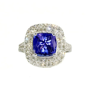 Anthio Double Halo Ring - Tanzanite Cushion 2019-69