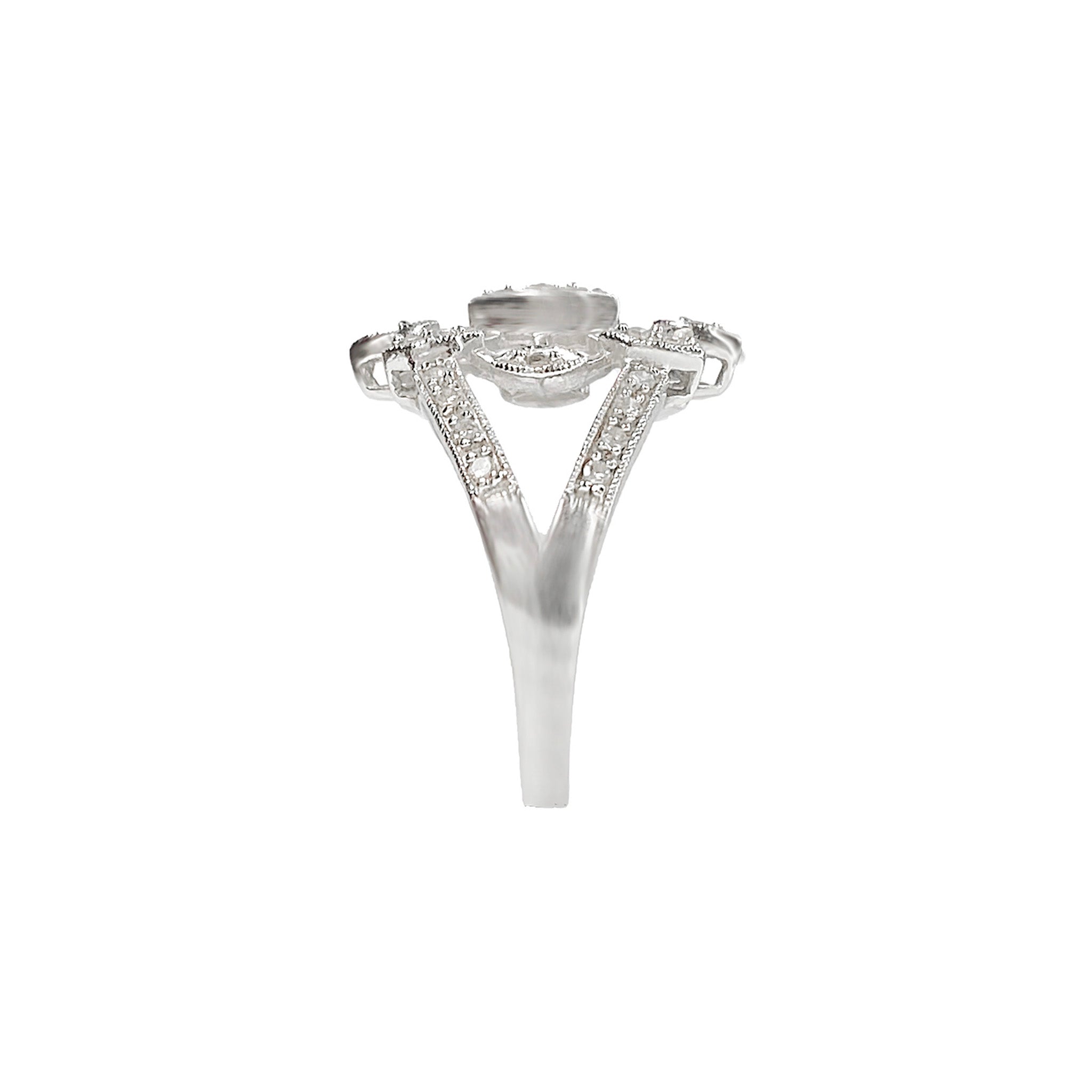 Eris 8-Sides Cluster Vintage Milgrain Ring AU276