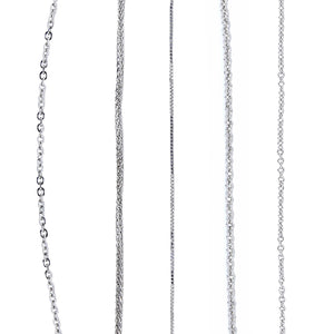 18K WHITE GOLD CHAINS - ROLO, BOX, SPIGA CHAINS AU329 AU330 AU336 AU349 AU352