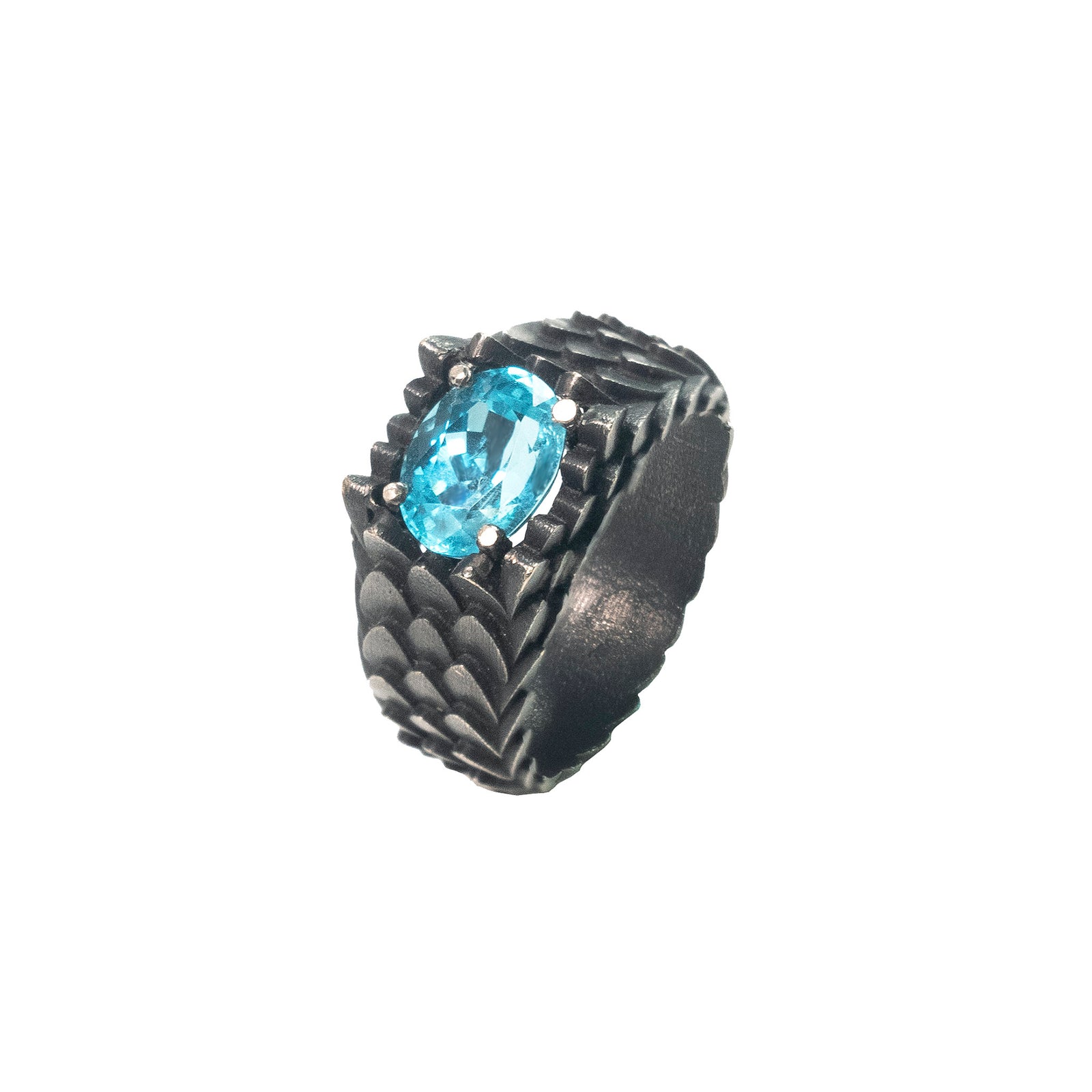 Drago Dragon Scales Gemstone Ring - Blue Oval AU359