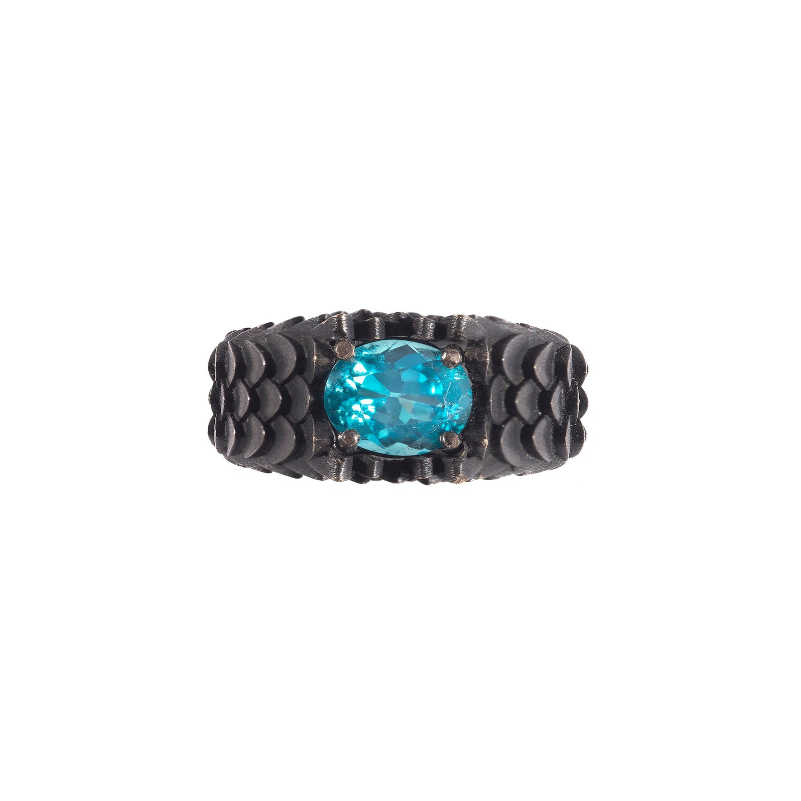Drago Dragon Scales Gemstone Ring - Blue Oval AU359