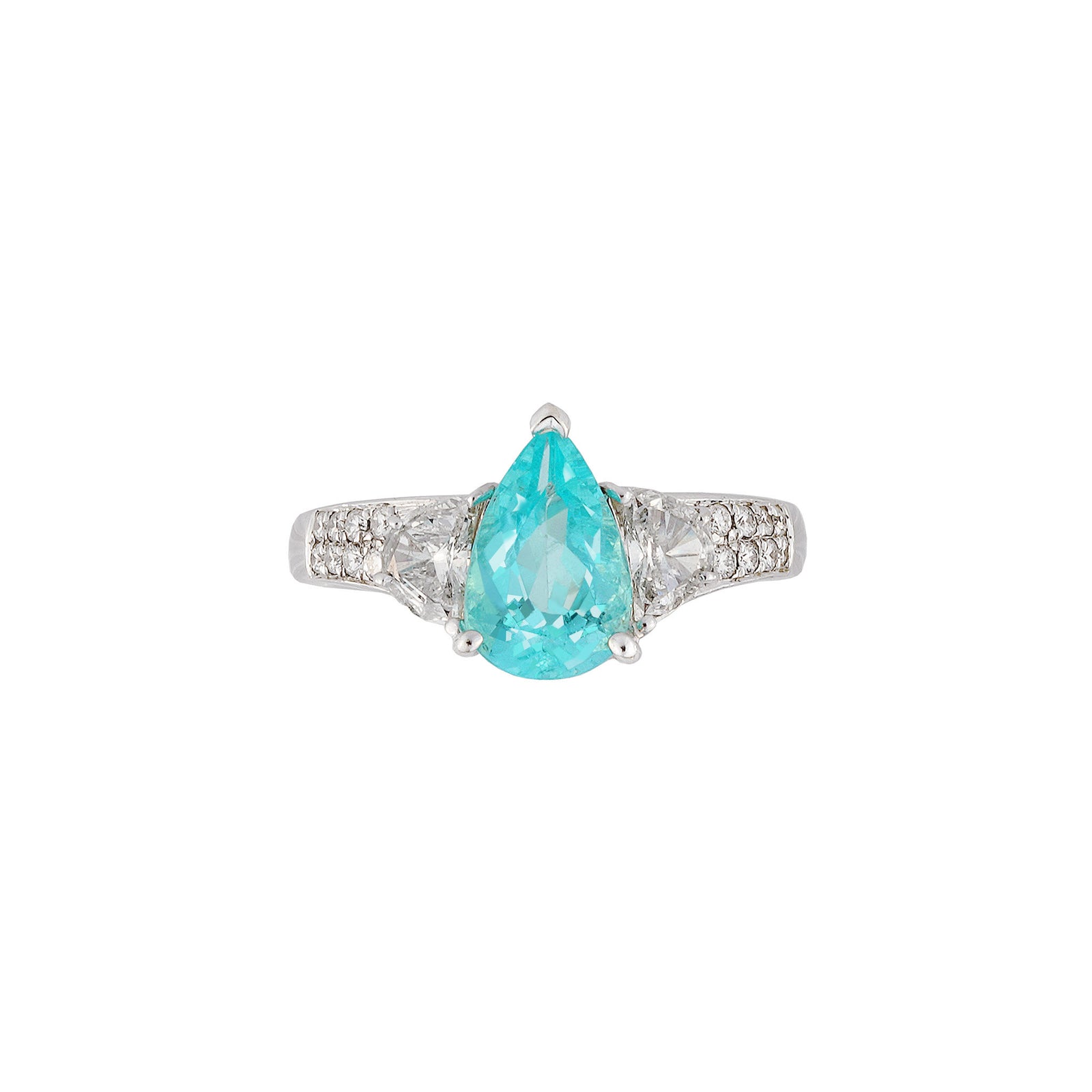 Tiara Three Stone Ring - Paraiba Pear AU365-13
