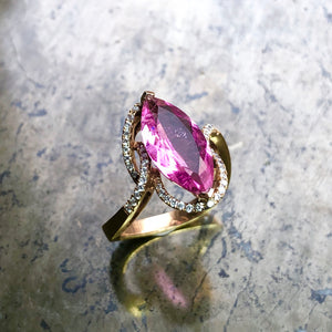 Meria Pink Tourmaline Marquise Halo Ring AU367-14 W202