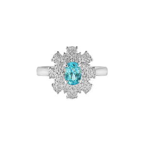 Snowy Paraiba Halo Oval Ring 0.94CT AU393