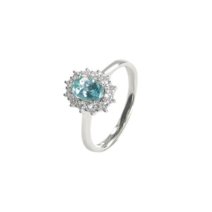 Dainty Paraiba Halo Oval Ring AU394