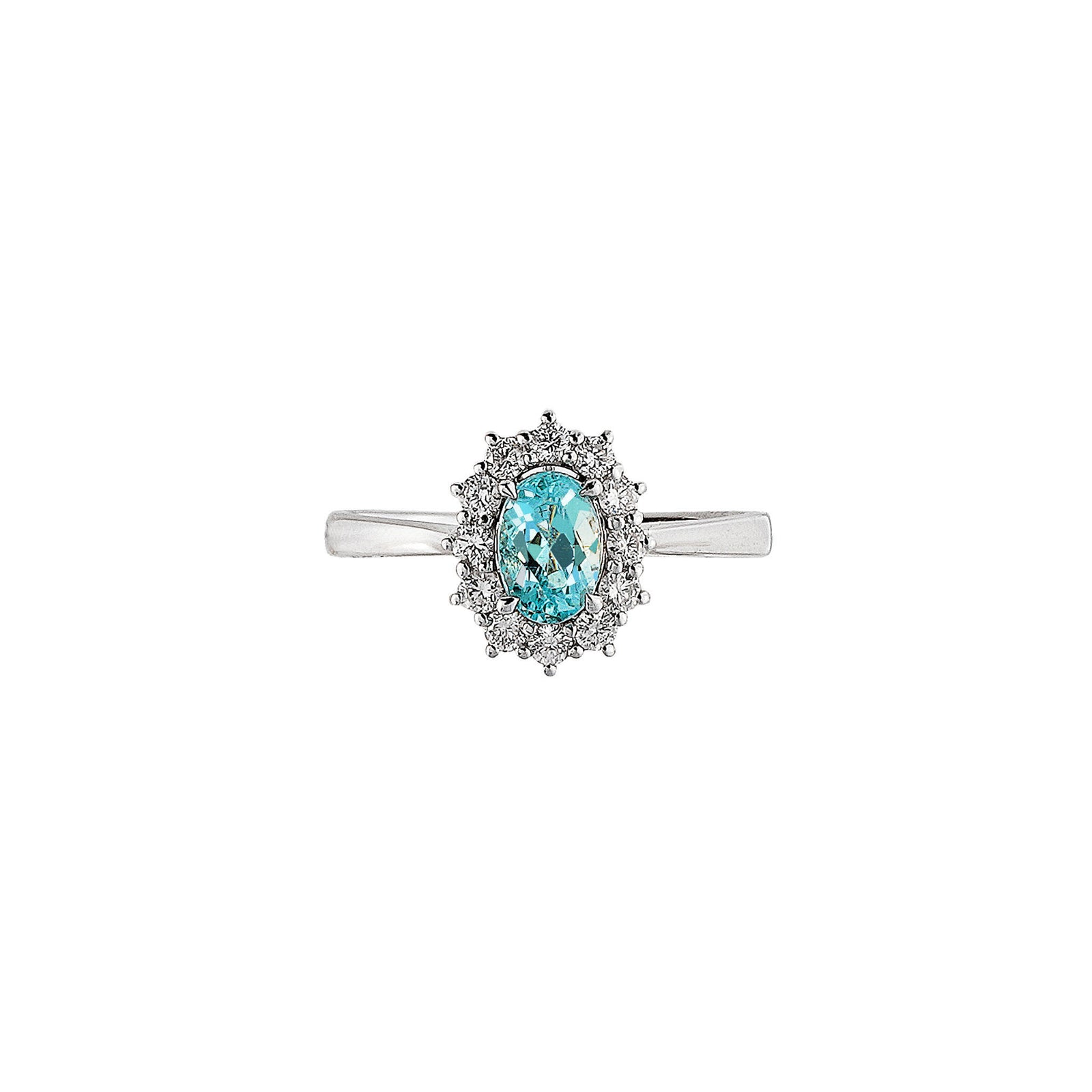 AU394 DAINTY PARAIBA  HALO OVAL RING