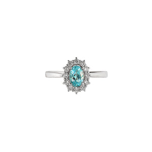 Dainty Paraiba Halo Oval Ring AU394