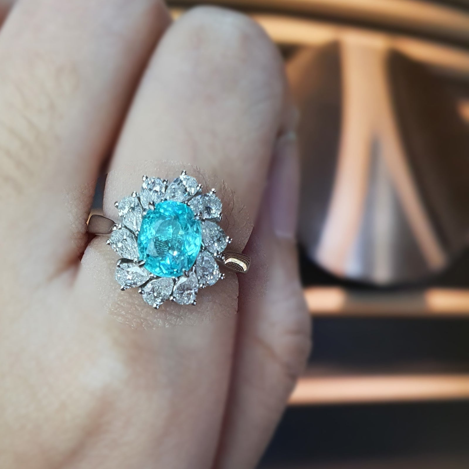 Toro Paraiba 1.36CT Halo Oval Dual-Function Ring and Pendant AU395