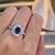 Diana Petal Halo Oval Diamonds Ring Unheated Blue Sapphire 1.3CT AU398