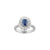 Diana Petal Halo Oval Diamonds Ring Unheated Blue Sapphire 1.3CT AU398