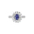 Diana Petal Halo Oval Diamonds Ring Unheated Blue Sapphire 1.3CT AU398