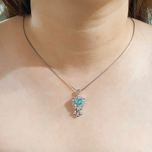 Peacock Paraiba Trillion Dual-Function Ring and Pendant AU392