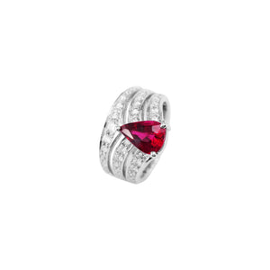 Minerva Triple Band Pave Ring - Red Pear AU428