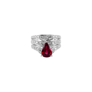 Minerva Triple Band Pave Ring - Red Pear AU428