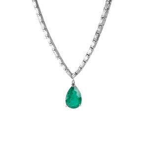 Ceres Art Deco Baguette Necklace - Green Pear AU429