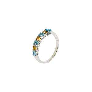 Azure Half Eternity Ring - Blue Yellow Round AG784