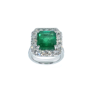 Baz Gemstone Halo Ring - Green Emerald 2021-092