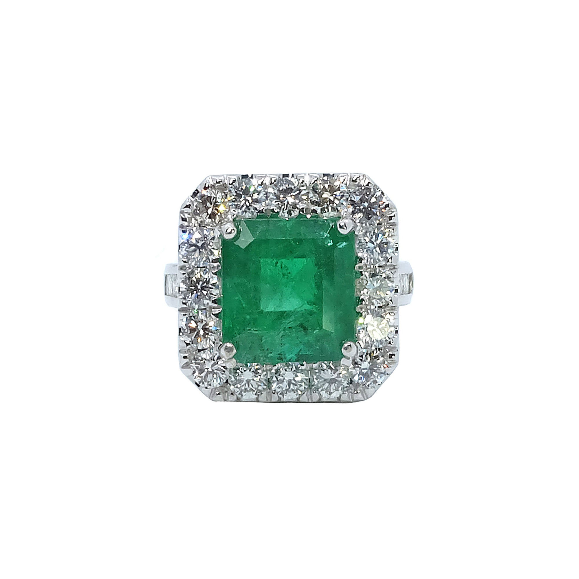 Baz Gemstone Halo Ring - Green Emerald 2021-092