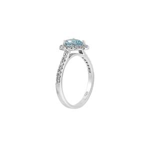 Benhui Pear Halo Engagement Ring - Light Blue Diamond 0.41CT 2022-074