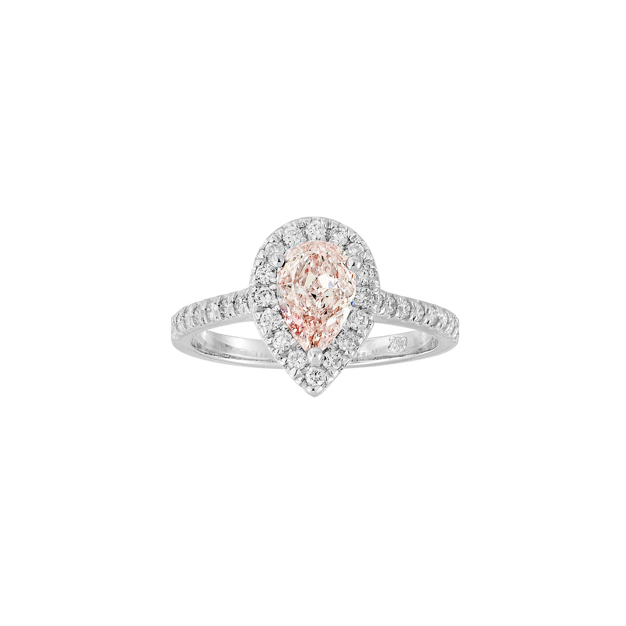 Benhui Pear Halo Engagement Ring - Light Pink Diamond 1.02CT 2022-074